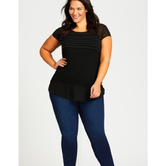 Avenue Black Stud Detail Blouse - Picture 3 of 5